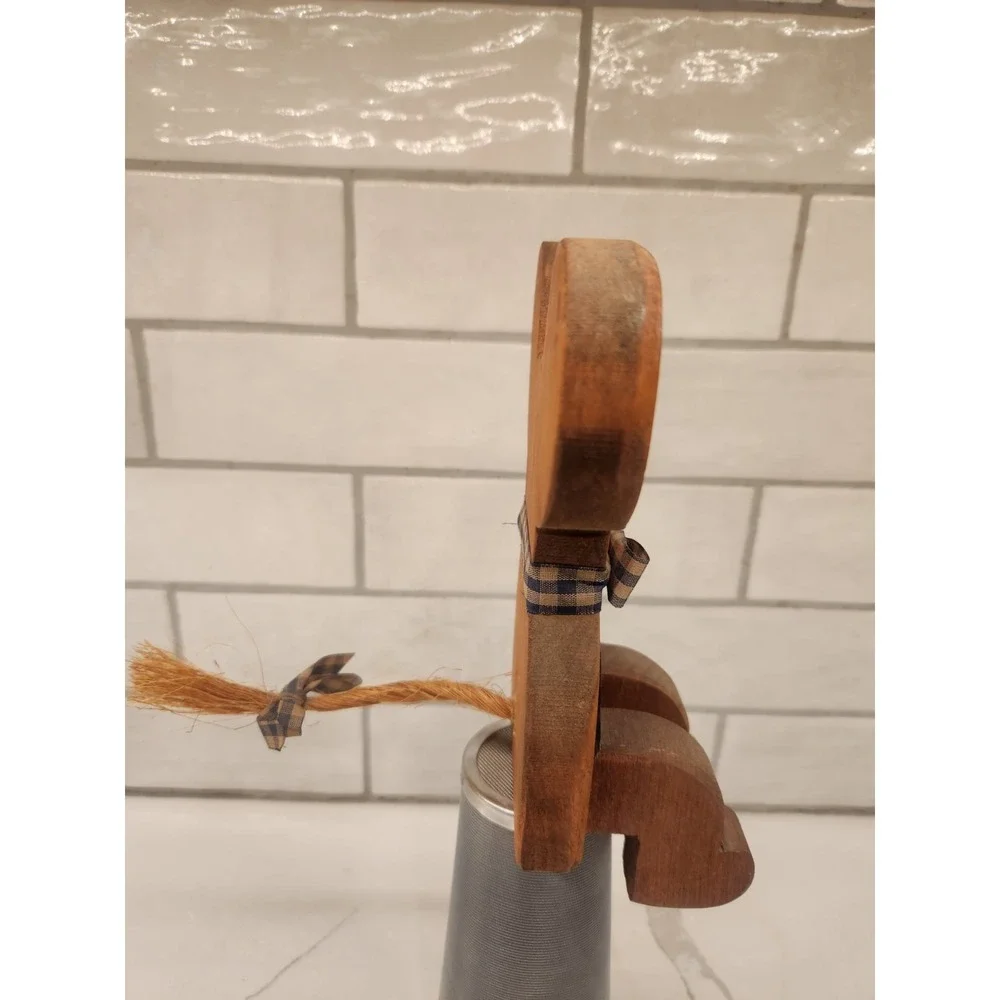 Vintage Mouse Wood Shelf Sitter Country Rustic Farmhouse Cottagecore W/Blue Bow